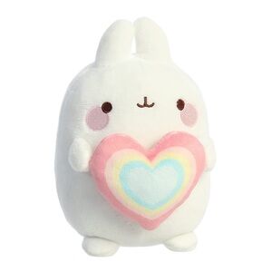 *BRAND NEW* Cute Soft White Aurora Molang - 6" Rainbow Heart Molang Small Plush!
